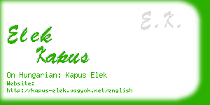 elek kapus business card